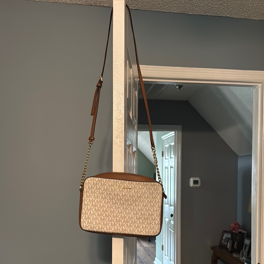 Michael Kors Tan and Cream Crossbody Bag